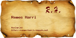 Remes Harri névjegykártya